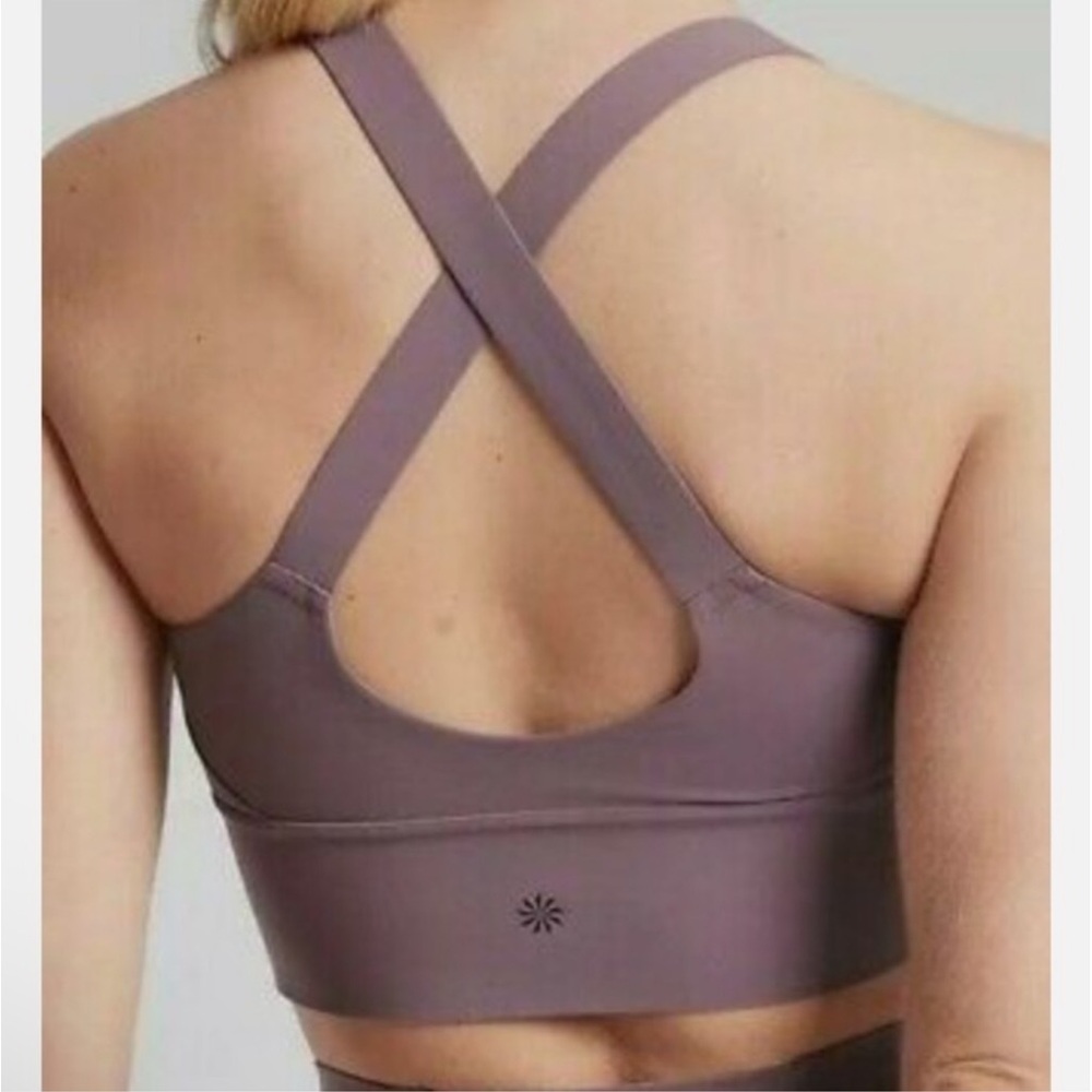 Athleta Mauve Square-Neck Longline Sports Bra - Picture 3 of 6